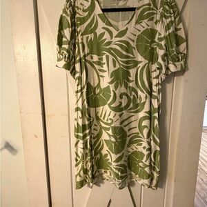 Green Leaf Print Women's dress
